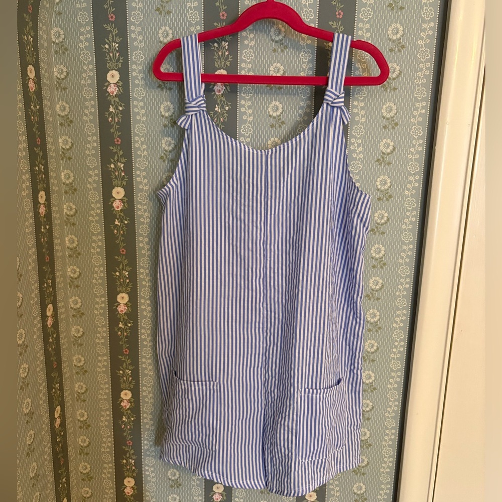 art class Blue and White Striped Kids Swim Coverup - Picture 2 of 7